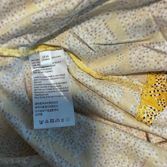 Anthropologie Maeve Fete in Yellow Motif Handkerchief Midi Dress Size XS Stretch - Picture 8 of 10